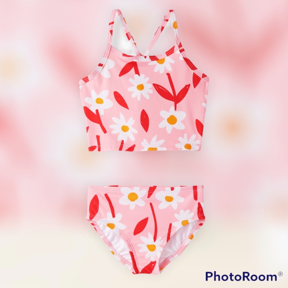 New Hanna Andersson Sunblock Tankini Happy Pink Swim suit size 2